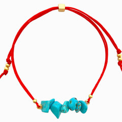 Turquoise Natural Stone Bracelet with Red Yarn