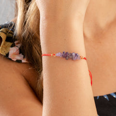Amethyst Natural Stone Bracelet with Red Yarn