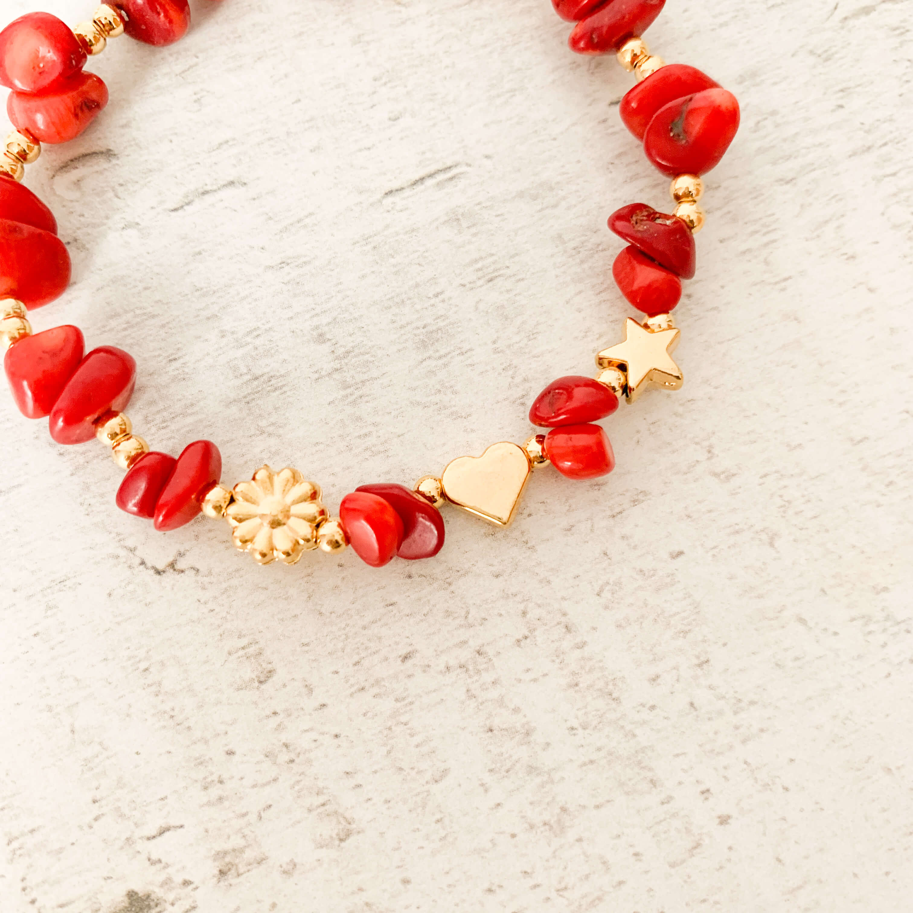 Red Coral Natural Stone Bracelet with Three intentions