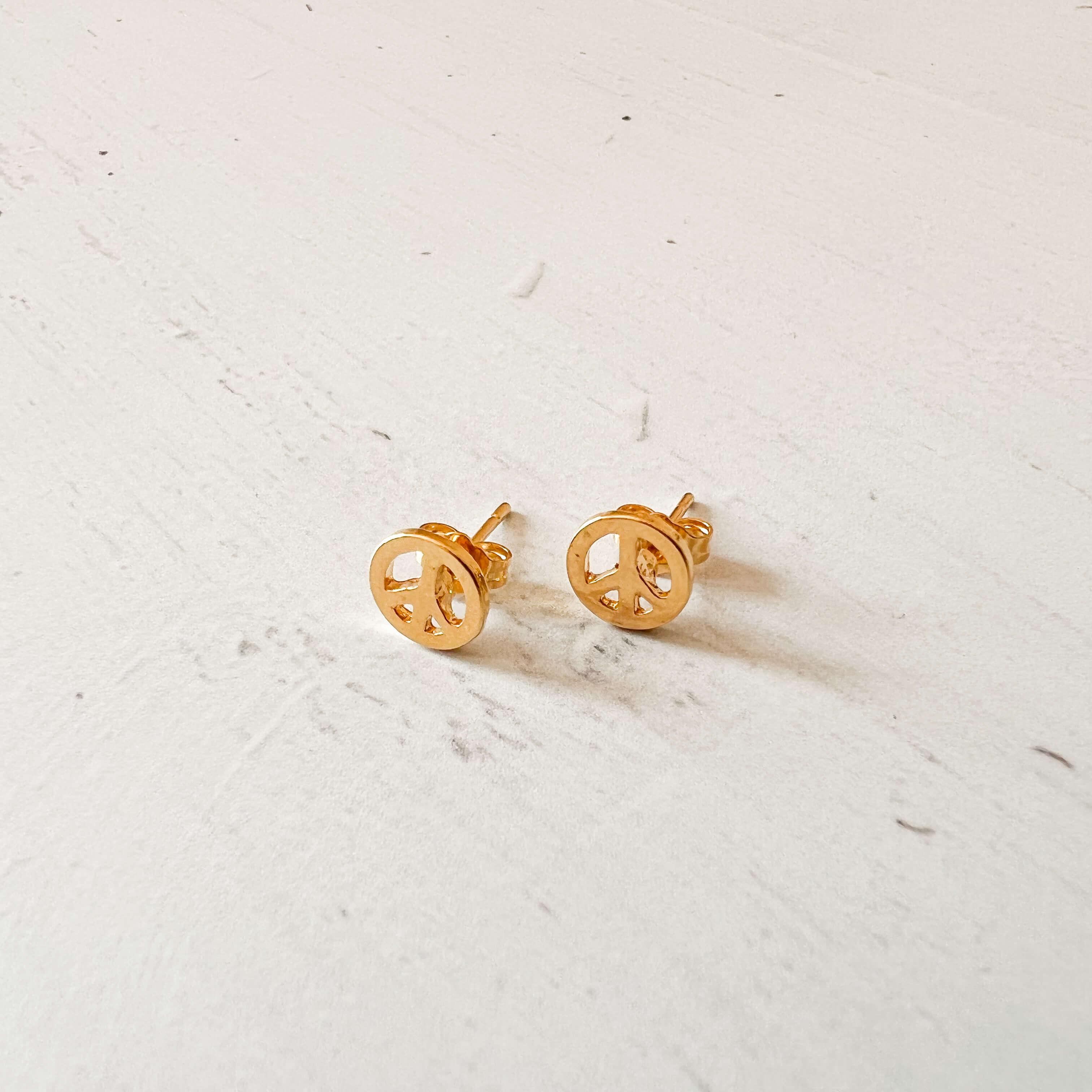 Gold-Plated Peace Symbol Studs