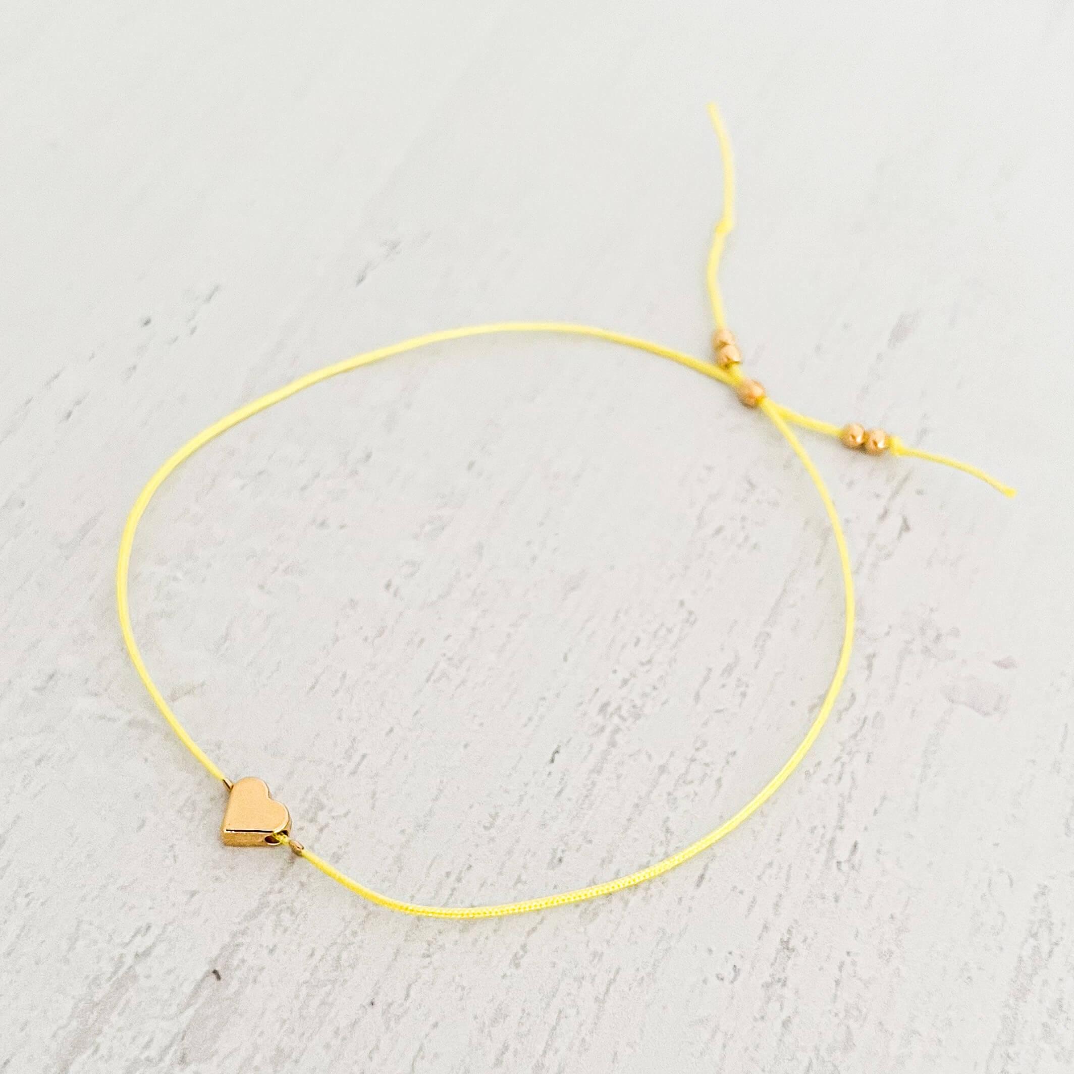 Heart Bracelet with Yellow Yarn