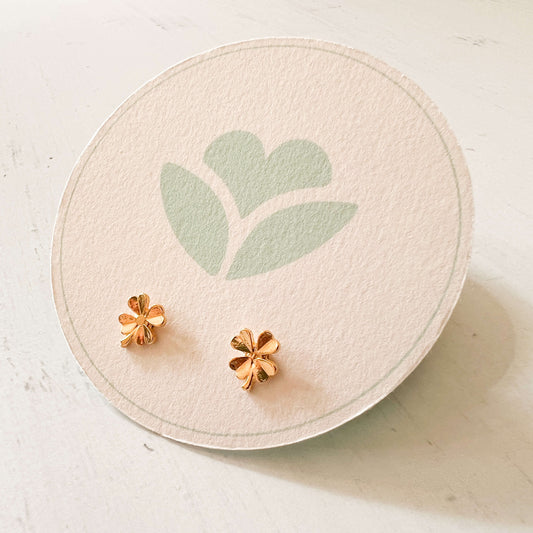 Small Gold-Plated Four-Leaf Clover Studs